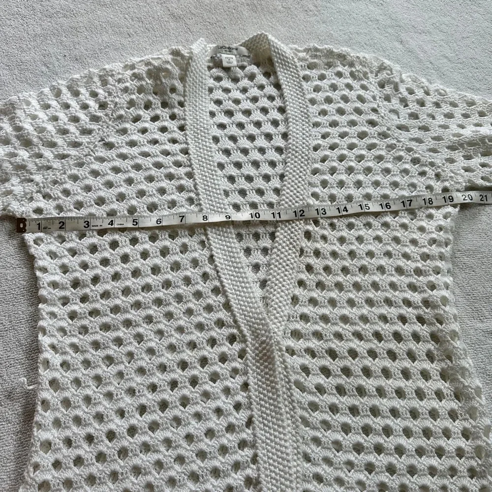 Liz Claiborne 100% COTTON White Hollow Out Open Front Cardigan Medium - Picture 7 of 7